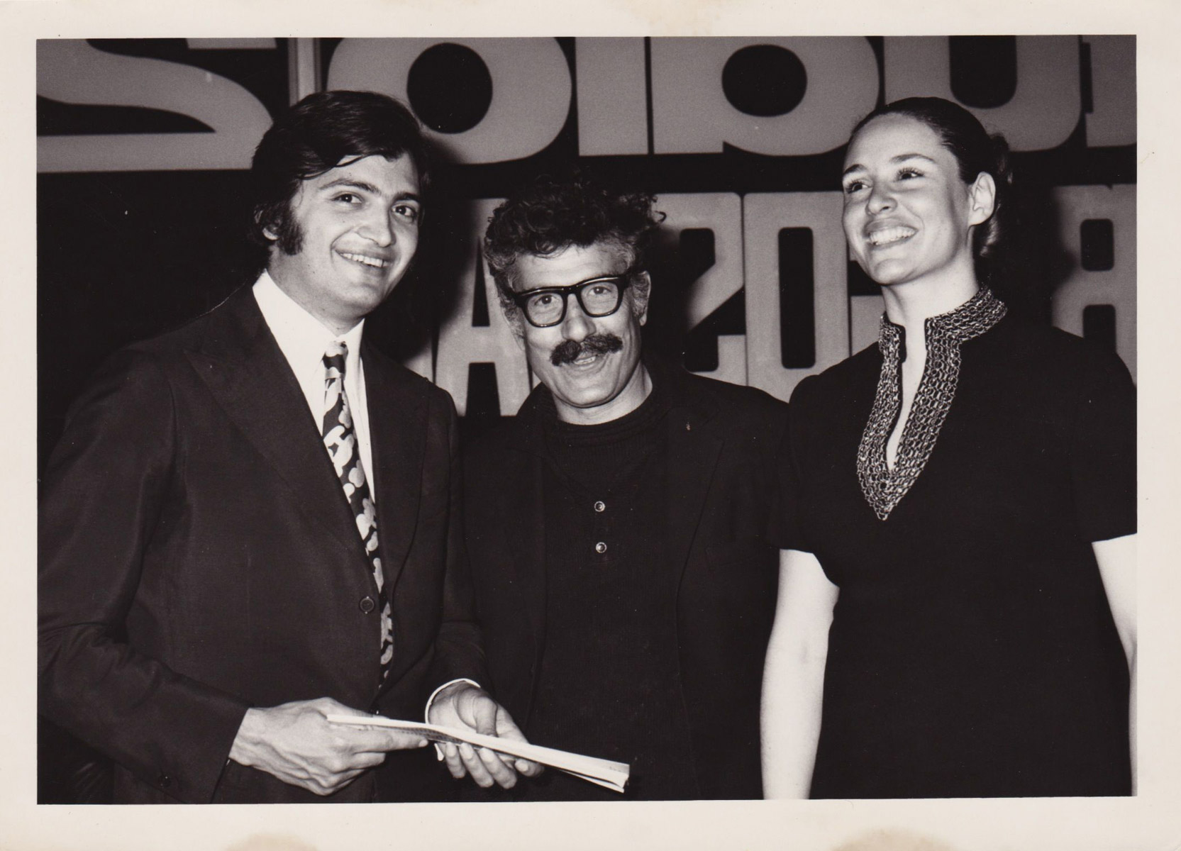 Photograph of Jacques Boutros, Paul Guiragossian and Mrs. Boutros, 1972.  Courtesy Paul Guiragossian Archives 